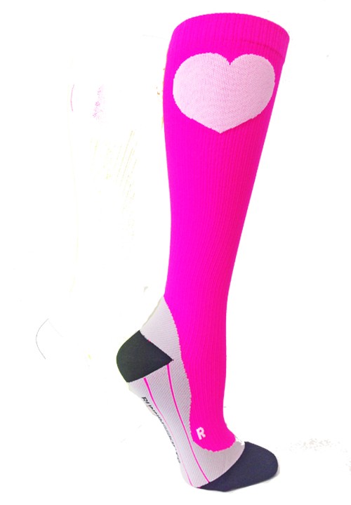 Compression Socks Neon Pink With Heart Atleta Ako 